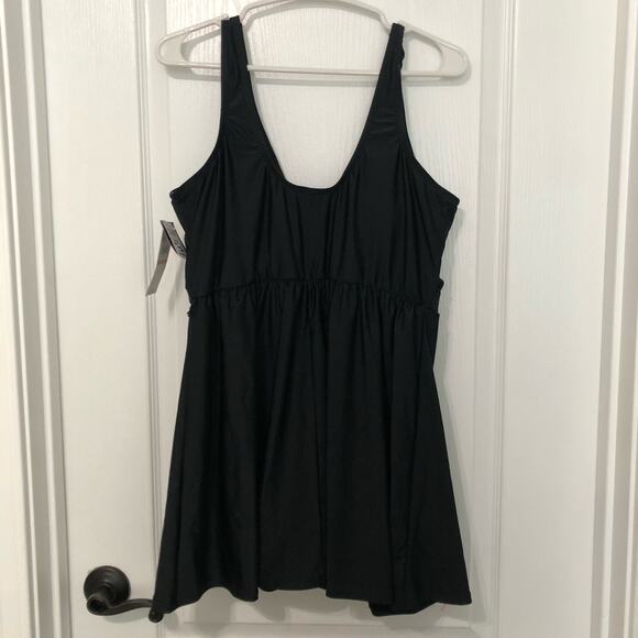 Island Escape Womens‎ Swim Tankini Top Sz 16W Black Knot Front Full Bust Support - Picture 8 of 9